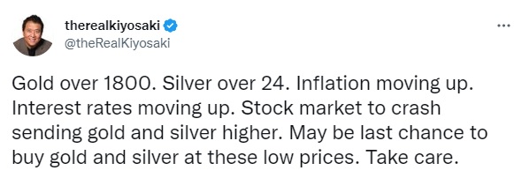 股市崩盘将使金银走高！《富爸爸穷爸爸》作者：现在或是低位买入黄金和白银的最后机会