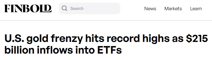 黄金近期暴涨的背后：美国黄金热潮创历史新高 2150亿美元资金流入ETF