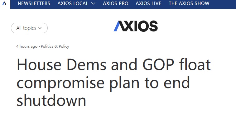 事关结束美国政府停摆的重要行动！美国罕见两党协作提出妥协方案