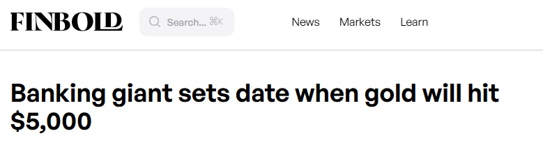 黄金大涨行情远未结束！银行业巨头预测黄金价格何时会达到5000美元