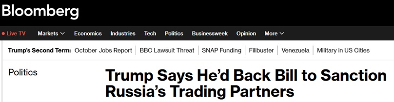 特朗普立场大转变！涉俄罗斯贸易国家或面临“500%关税”惩罚性制裁