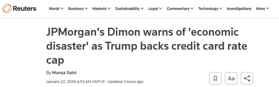 达沃斯重量级声音！摩根大通CEO罕见警告:特朗普这一提案恐引发“经济灾难”
