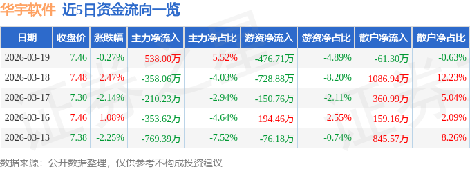 华宇软件(300271)3月19日主力资金净买入53800万元(图1)
