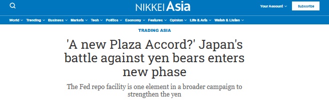 “新的广场协议？”日经：日本对抗日元空头的战斗进入新阶段